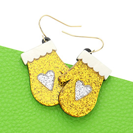 Glittered Resin Glove Dangle Earrings