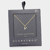 -V- Secret Box _ 14K Gold Dipped CZ Monogram Pendant Necklace