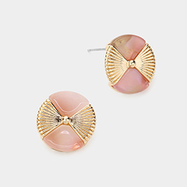 Celluloid Acetate Accented Round Stud Earrings