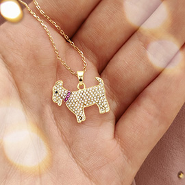 Rhinestone Embellished Goat Pendant Necklace