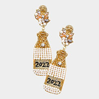 2022 Felt Back Beaded Champagne Dangle Earrings