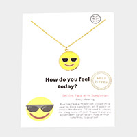 Gold Dipped Emoji Enamel Metal Round Pendant Necklace