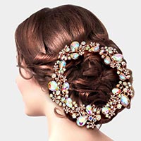 Floral Pave Glass Crystal Hair Comb