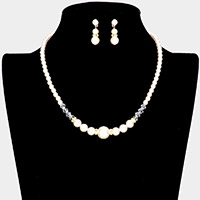Bicone Bead Pointed Pearl Necklace