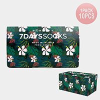 10PCS - Flower Tropical Leaf Patterned Socks Gift Boxes