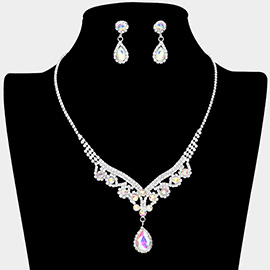 Teardrop Stone Accented Rhinestone Necklace