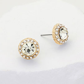 Round Stone Stud Evening Earrings