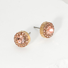 Round Stone Stud Evening Earrings