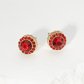 Round Stone Stud Evening Earrings