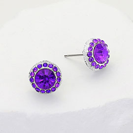 Round Stone Stud Evening Earrings