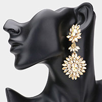 Floral Marquise Stone Cluster Dangle Evening Earrings