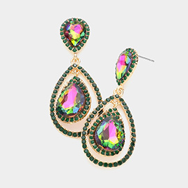 Teardrop Crystal Rhinestone Dangle Evening Earrings