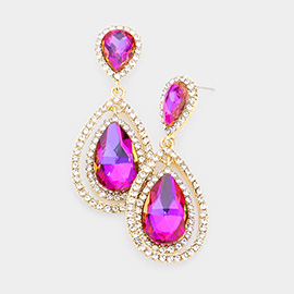 Teardrop Crystal Rhinestone Dangle Evening Earrings