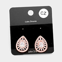 CZ Teardrop Stud Evening Earrings