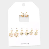Stone Embellished Sun North Star Interchangeable Earring Set