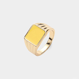 Enamel Square Accented Ring