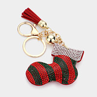 Bling Christmas Sock Tassel Keychain