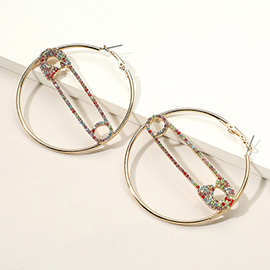 Safety Pin Centered Hoop Earrings