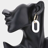 Open Resin Oval Link Dangle Huggie Earrings