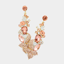Crystal Teardrop Marquise Flower Drop Evening Earrings