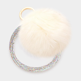 Pom Pom Rhinestone Pave Bangle Keychain / Bracelet