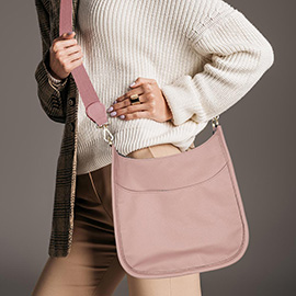 Solid Faux Leather Crossbody Bag