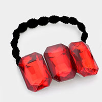 Triple Crystal Rectangle Accented Stretch Hair Band