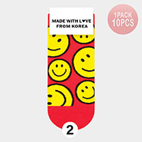 10Pairs - Smile Patterned Socks