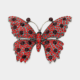 Bubble Stone Embellished Butterfly Pin Brooch