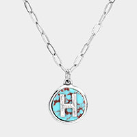 -H- Monogram Turquoise Pendant Necklace