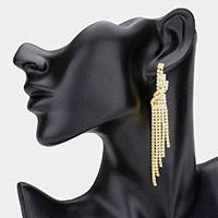 Rhinestone Fringe Dangle Evening Earrings