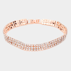 3Rows Rhinestone Evening Bracelet