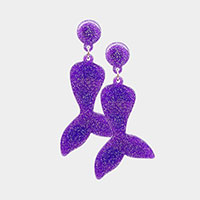 Glittered Resin Mermaid Tail Dangle Earrings