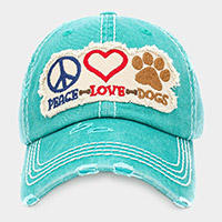 PEACE LOVE DOGS Message Vintage Baseball Cap