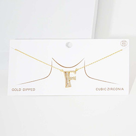 -F- CZ Monogram Pendant Necklace