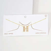 -H- CZ Monogram Pendant Necklace