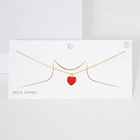 Gold Dipped Enamel Heart Pendant Necklace