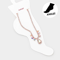 Teardrop Stone Accented Evening Anklet