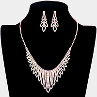Marquise Pointed Rhinestone Pave Necklace