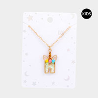 -H- Unicorn Monogram Pendant Kids Necklace