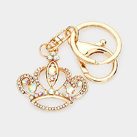 Bubble Stone Embellished Crown Keychain