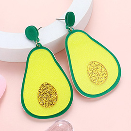 Glittered Resin Avocado Dangle Earrings