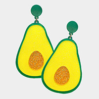 Glittered Resin Avocado Dangle Earrings