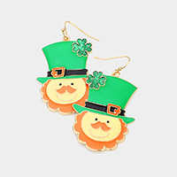 St. Patrick's Day Enamel Metal Irishman Dangle Earrings