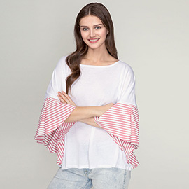 Striped Ruffle Sleeves Top