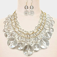 Lucite Ball Cluster Statement Necklace