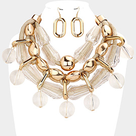 Chunky Metal Lucite Statement Necklace