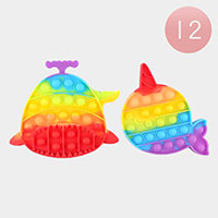 12PCS - Assorted Whale Push and Pop it Fidget Kids Toys