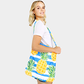 Pineapple Patterned Beach Towel and Tote Bag