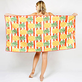 Pineapple Patterned Beach Towel and Tote Bag